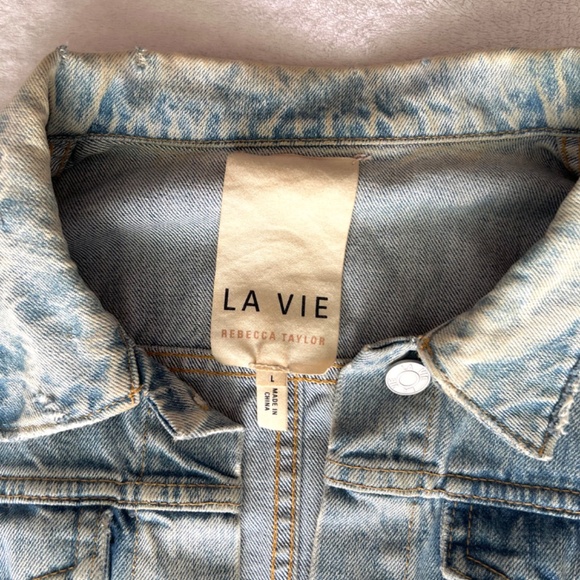 La Vie Rebecca Taylor Classic Denim Jacket in Chantal Size Large - Picture 2 of 10